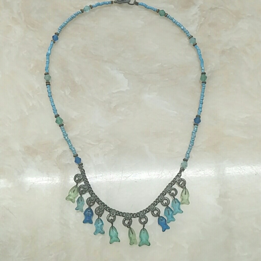 3/$20 seaglass fish necklace